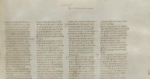 02 Codex Sinaiticus fol. 203v Mt 8.28. 2